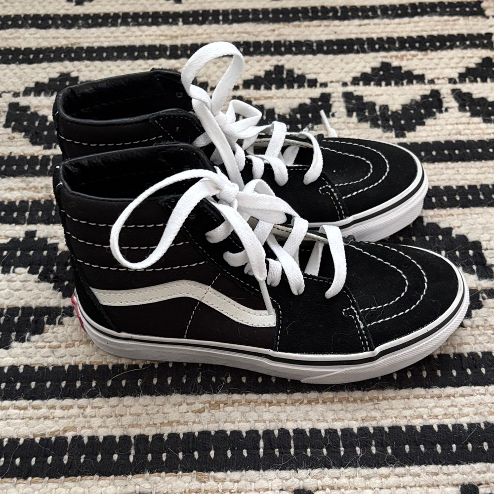 Vans Kids Black High-Top Sneakers with White Laces
